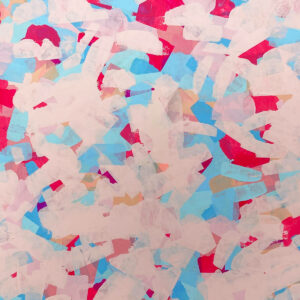 zoom sur la peinture acrylique abstraite nommée le cerisier